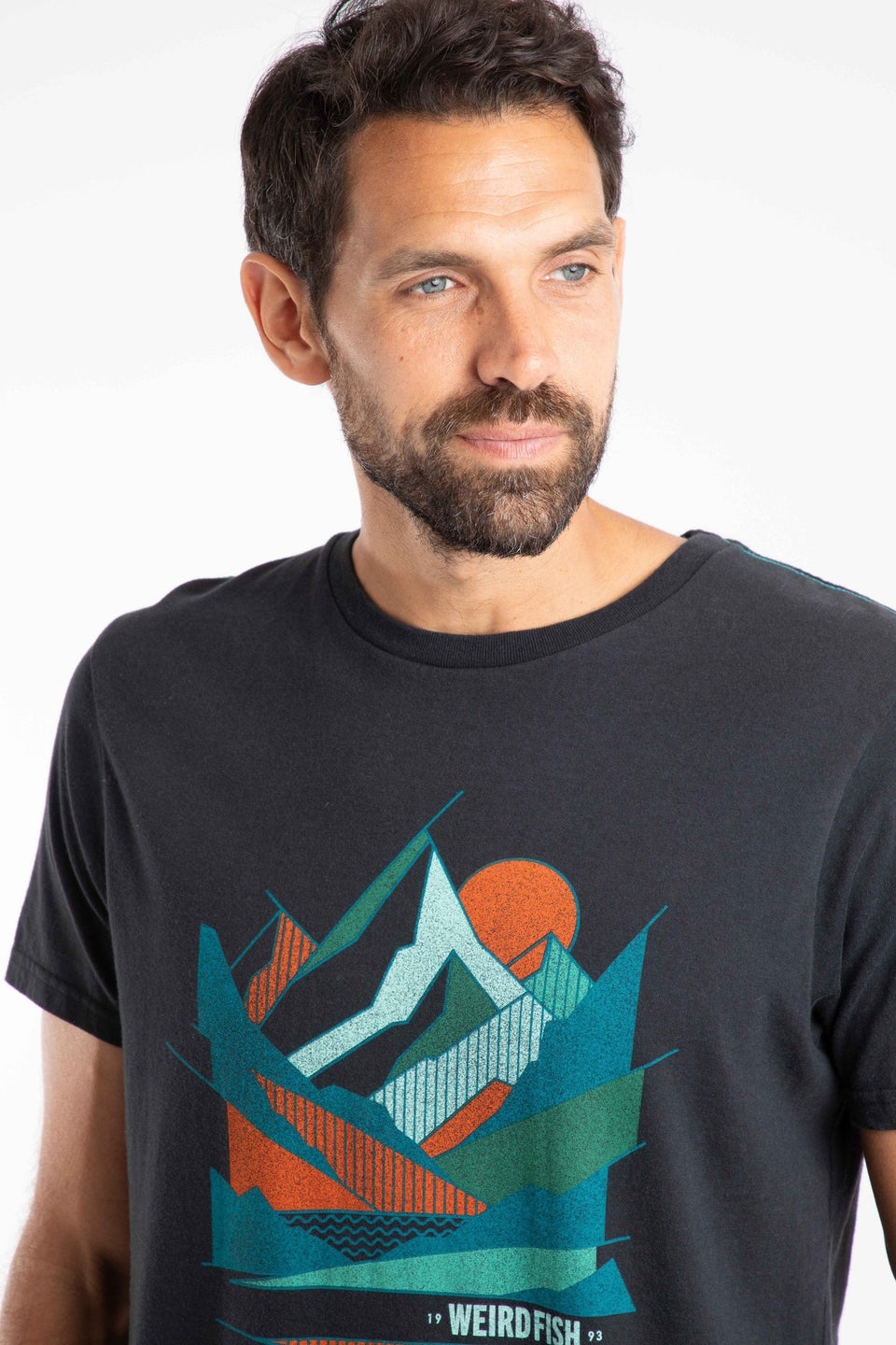 Weird Fish Black Aspect Mountains Front Print Graphic T-Shirt