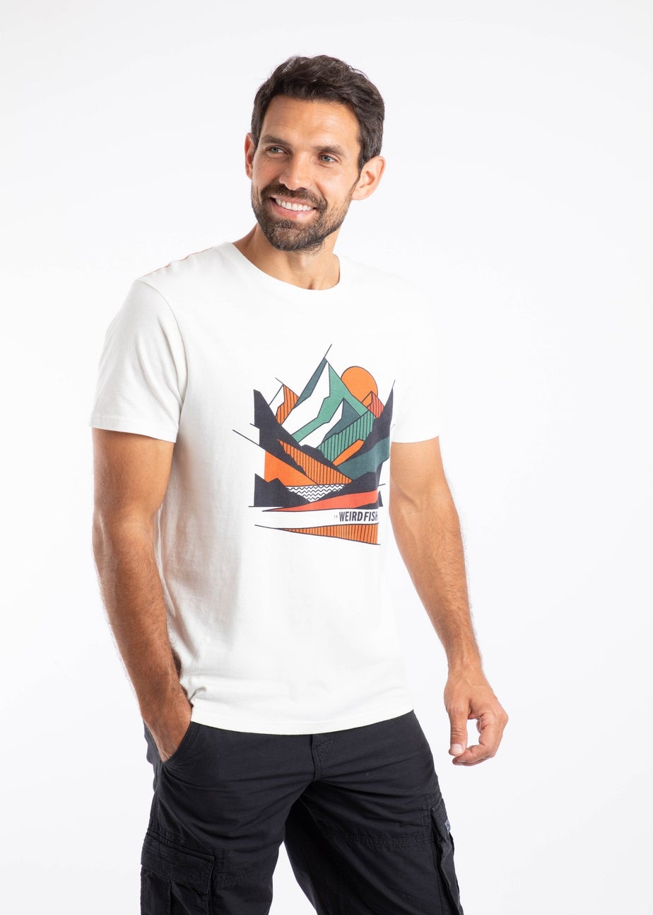 Weird Fish Dusty White Aspect Mountains Front Print Graphic T-Shirt