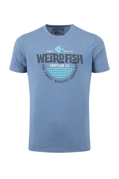 Weird Fish Mid Blue Heritage Surf Front Print Graphic T-Shirt