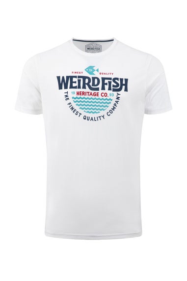 Weird Fish Dusty White Heritage Surf Front Print Graphic T-Shirt