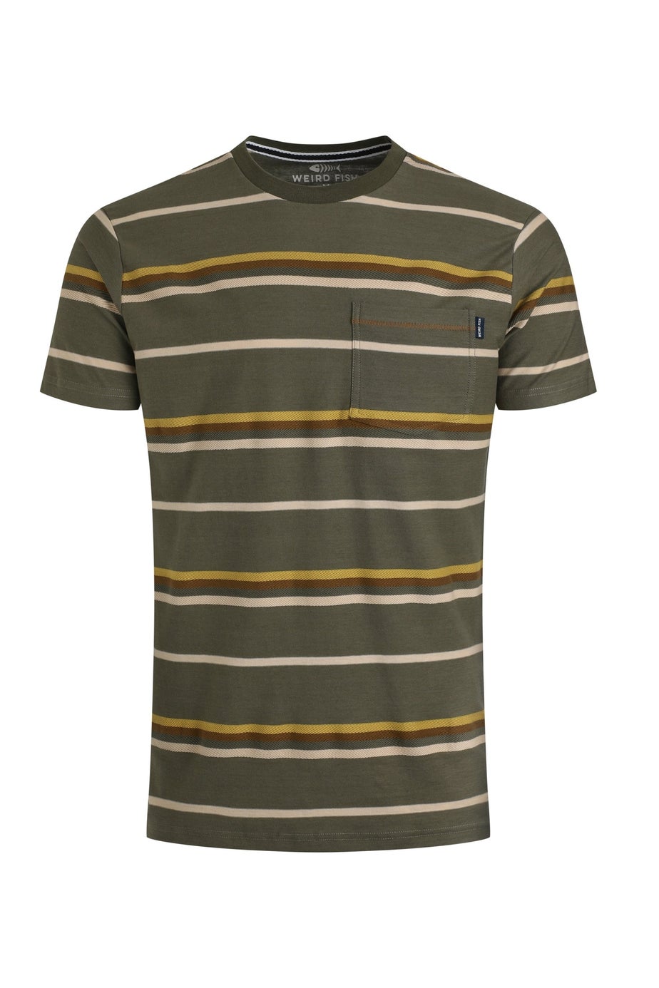 Weird Fish Deep Lichen Green Herne Striped T-Shirt