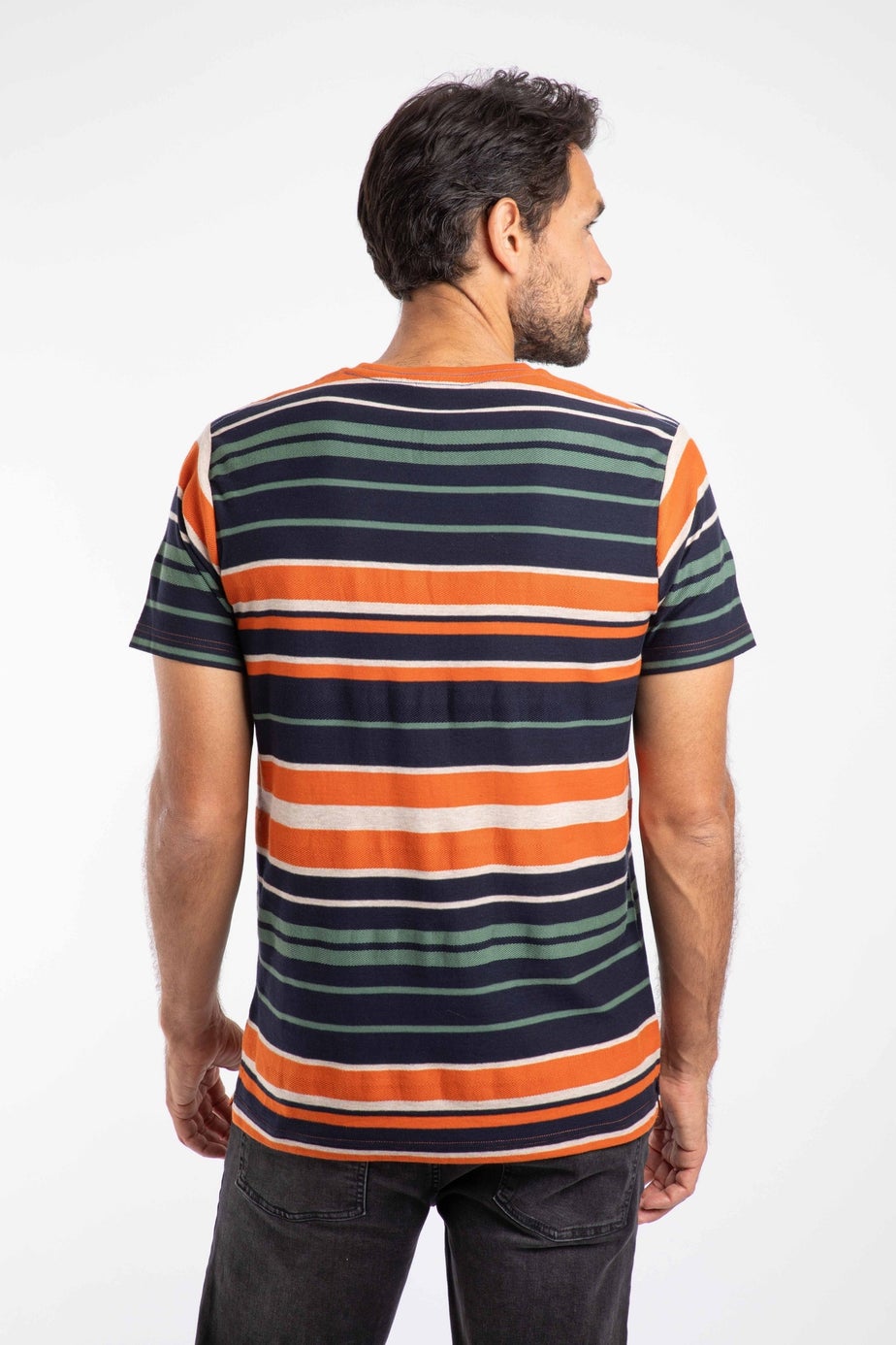 Weird Fish Brick Orange Herne Striped T-Shirt