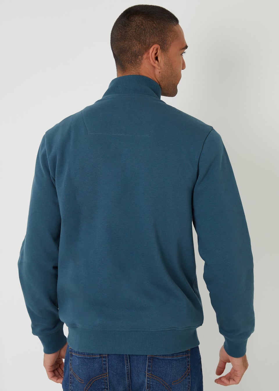 Threadbare Blue Funnel Neck Zip Through Sweatshirt