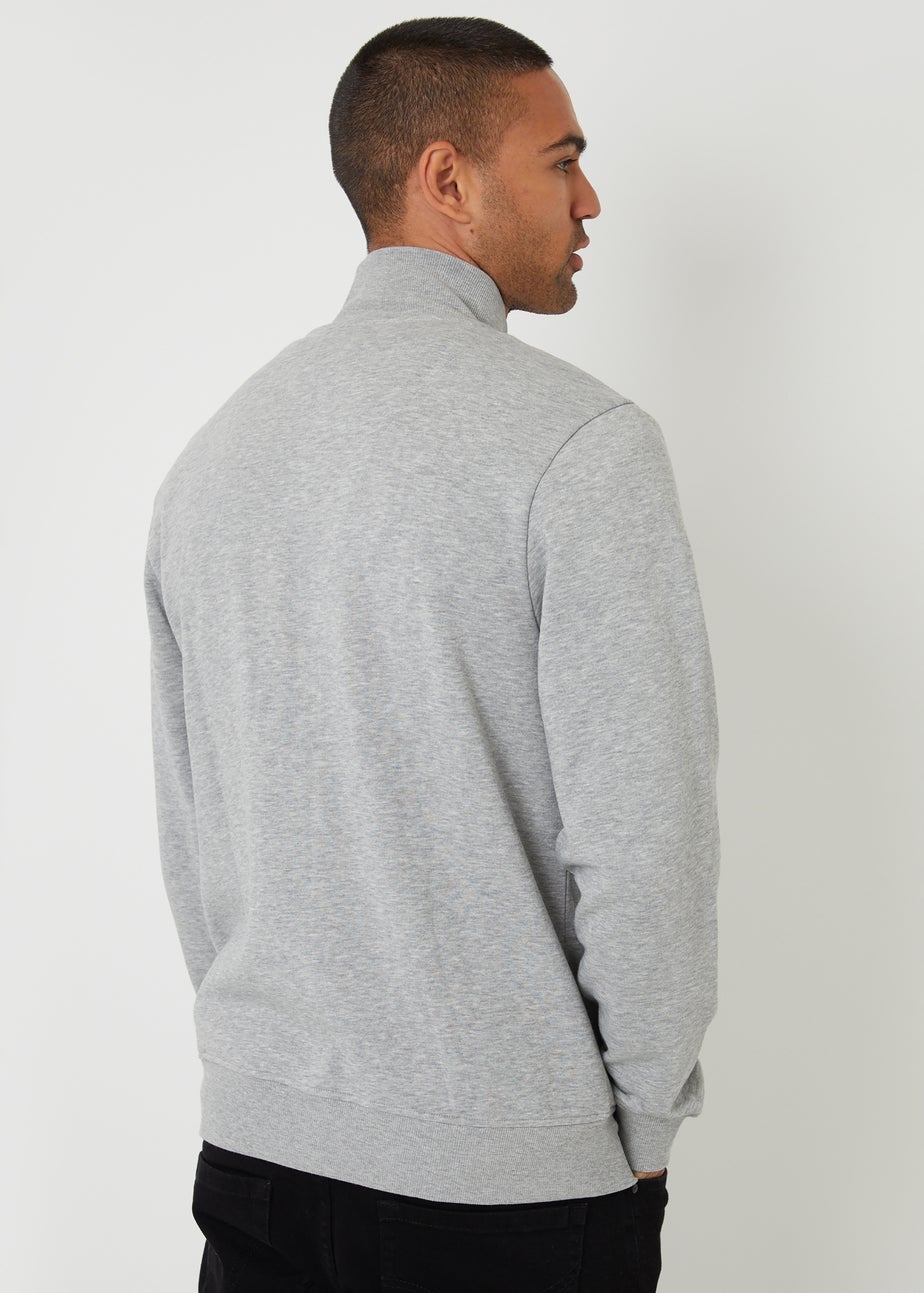 Threadbare Light Grey Funnel Neck Zip Through Sweatshirt