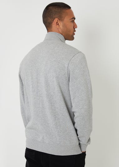 Threadbare Light Grey Funnel Neck Zip Through Sweatshirt
