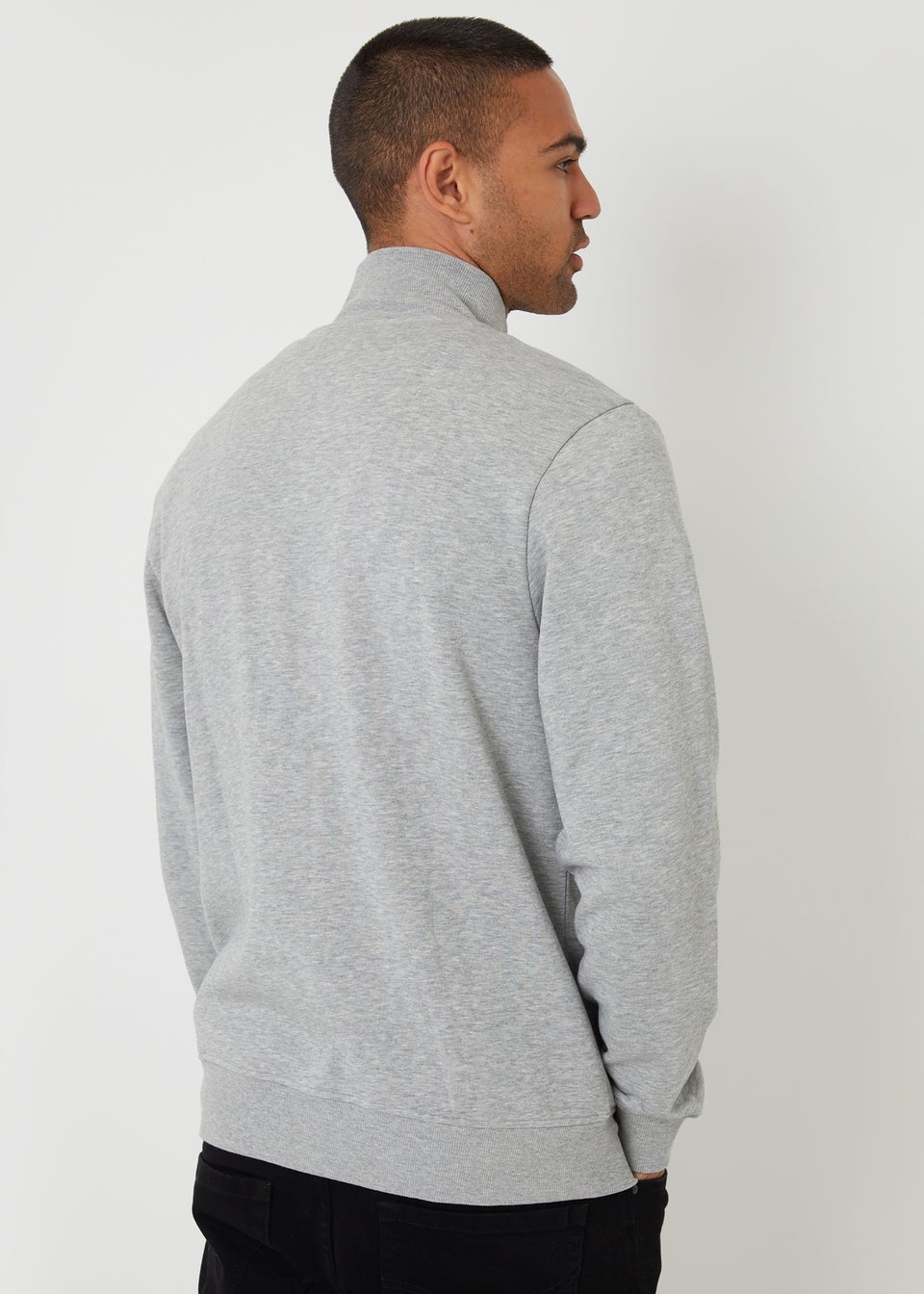Threadbare Light Grey Funnel Neck Zip Through Sweatshirt