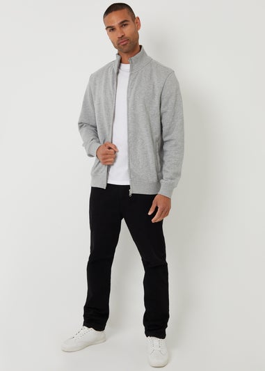 Threadbare Light Grey Funnel Neck Zip Through Sweatshirt