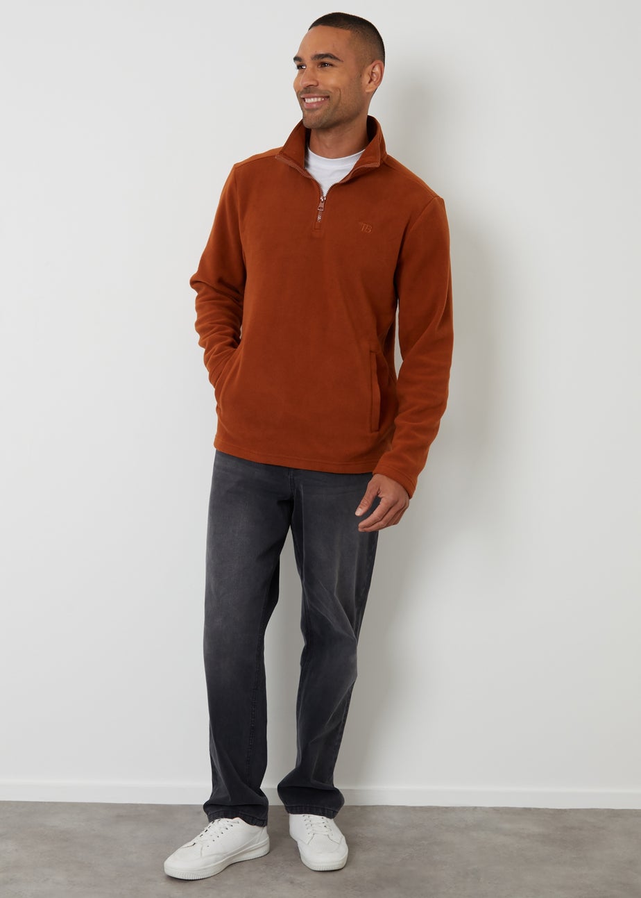 Threadbare Terracotta Quarter Zip Microfleece Sweatshirt