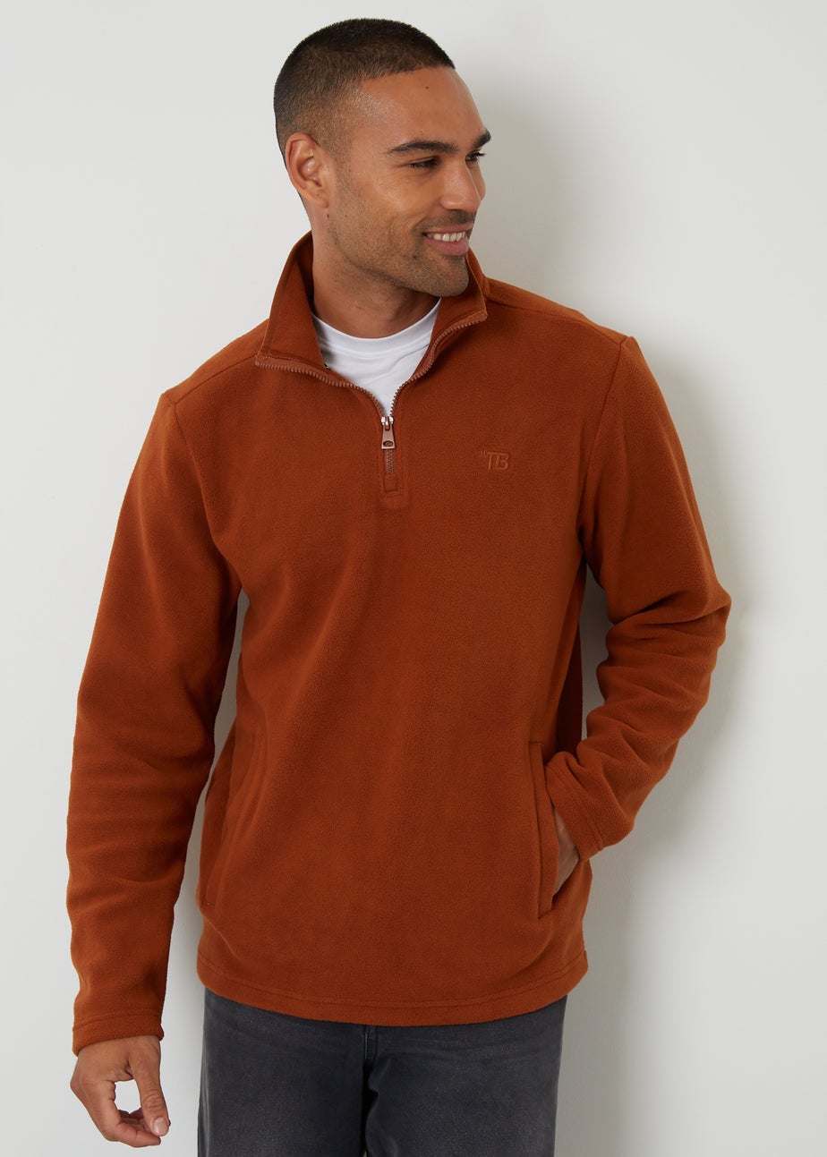 Threadbare Terracotta Quarter Zip Microfleece Sweatshirt