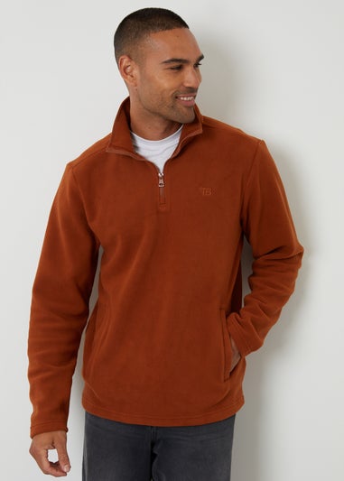 Threadbare Terracotta Quarter Zip Microfleece Sweatshirt