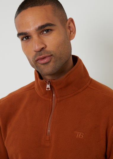 Threadbare Terracotta Quarter Zip Microfleece Sweatshirt