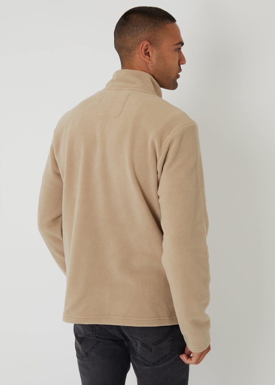 Threadbare Stone Quarter Zip Microfleece Sweatshirt