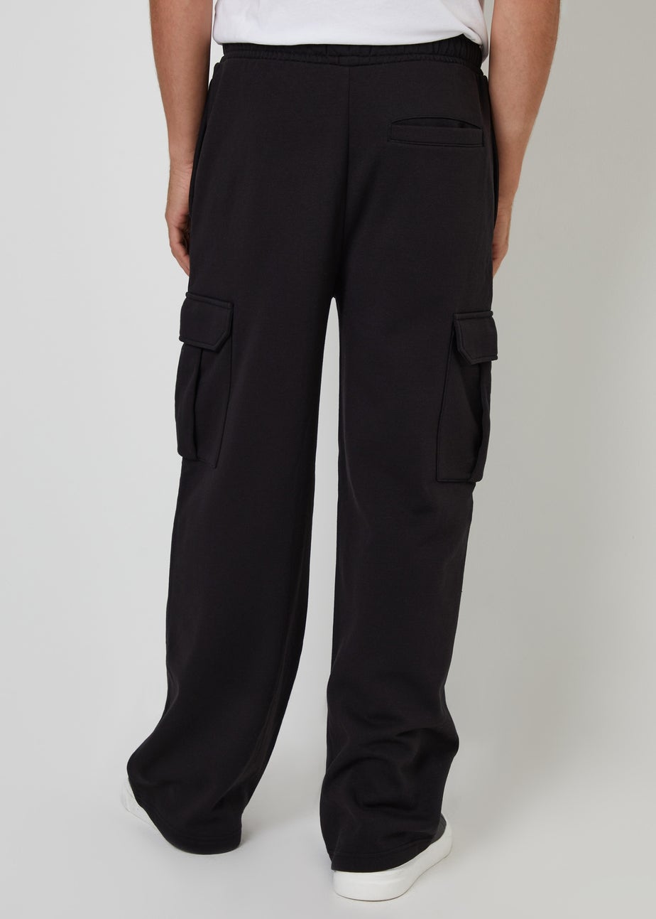 Threadbare Black Wide Leg Cargo Joggers