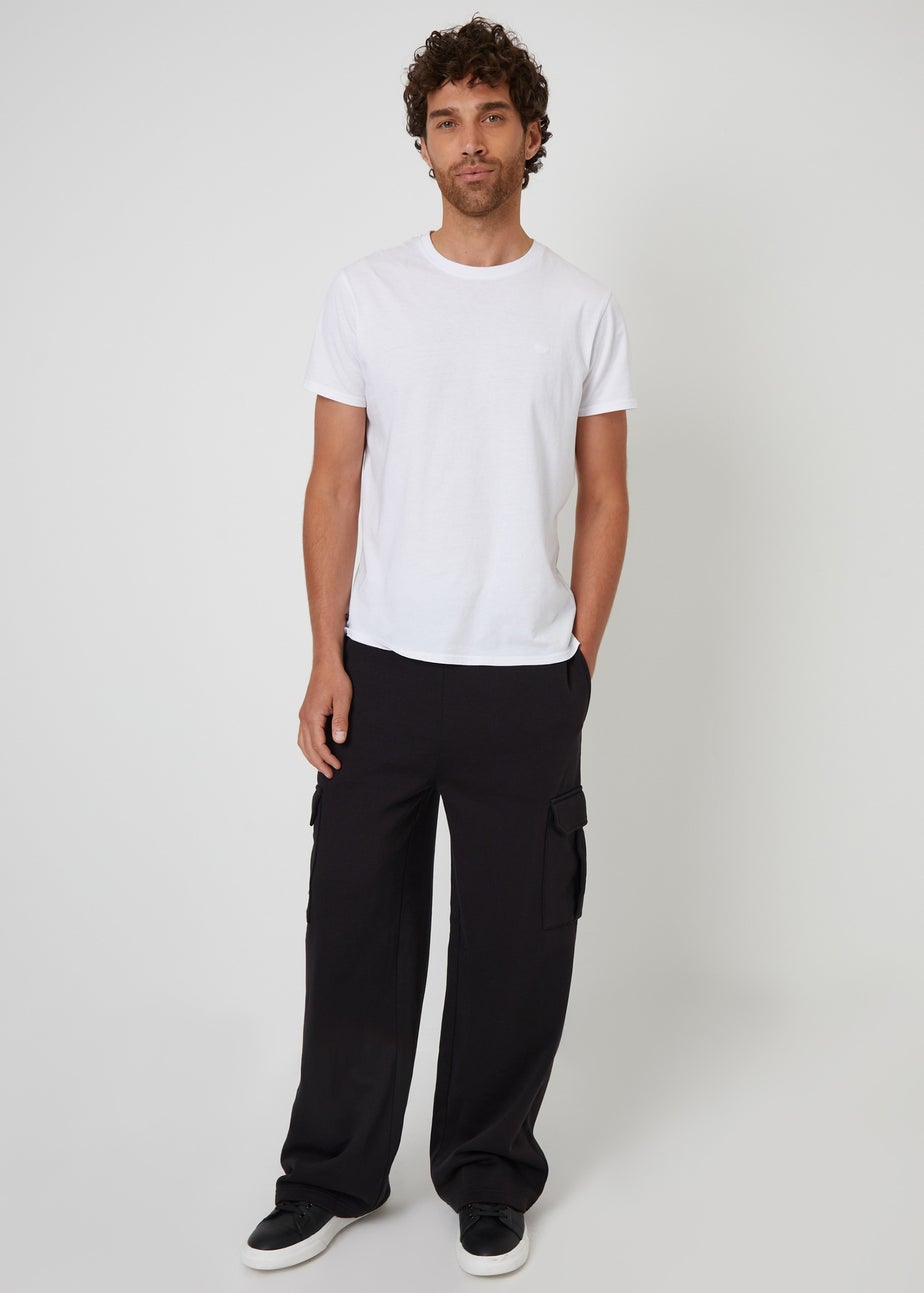 Threadbare Black Wide Leg Cargo Joggers