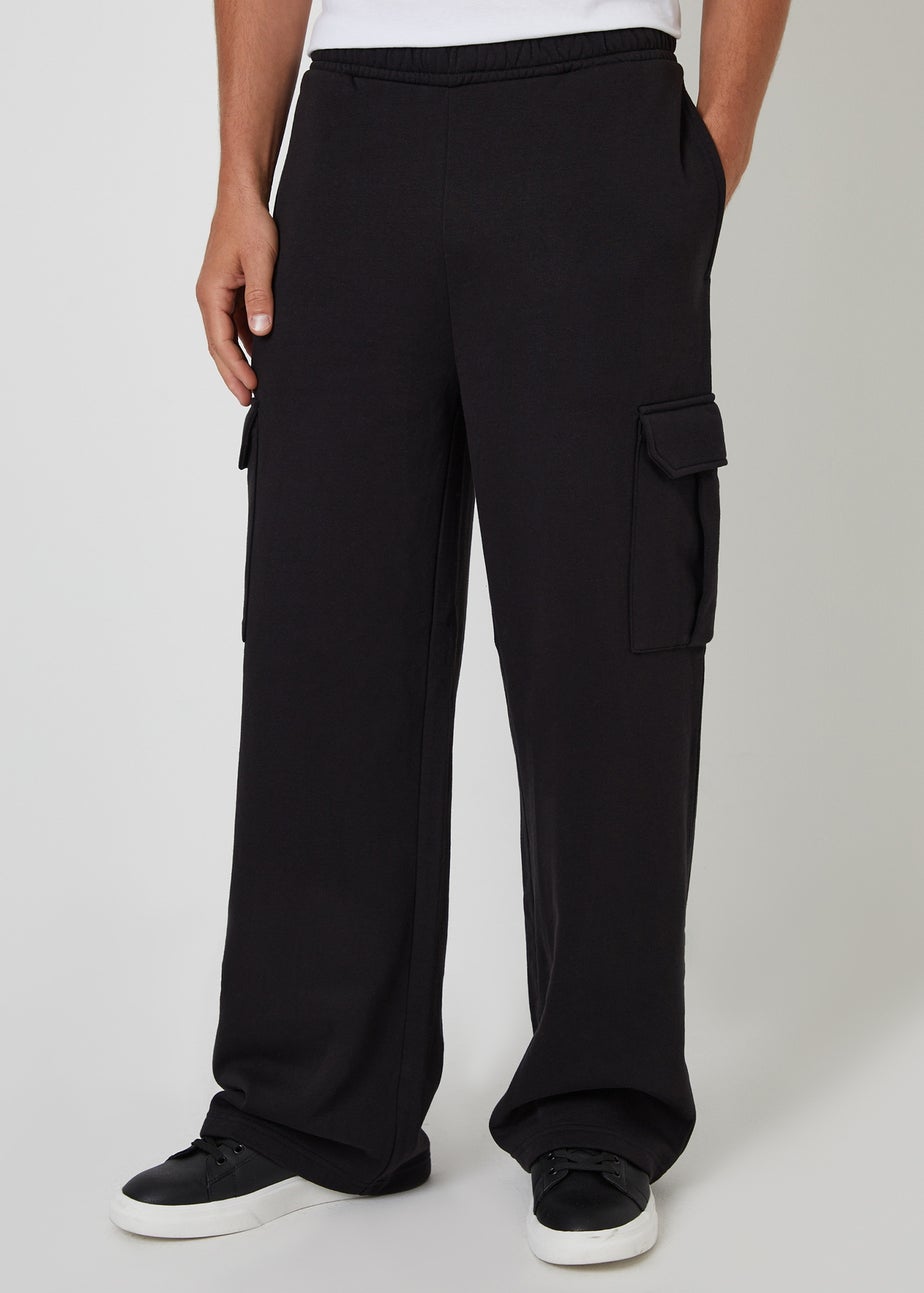 Threadbare Black Wide Leg Cargo Joggers