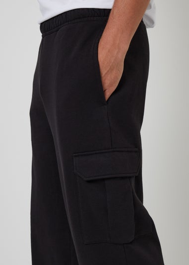 Threadbare Black Wide Leg Cargo Joggers