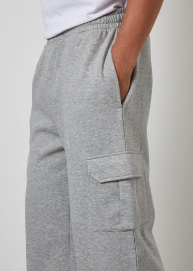 Threadbare Light Grey Wide Leg Cargo Joggers