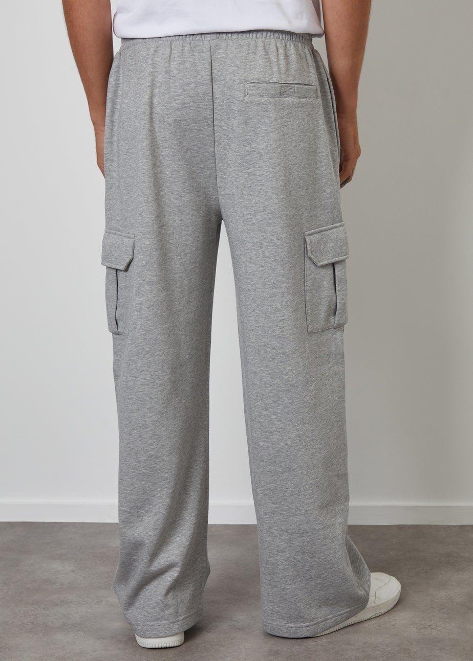 Threadbare Light Grey Wide Leg Cargo Joggers