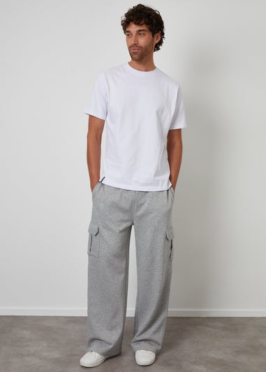 Threadbare Light Grey Wide Leg Cargo Joggers