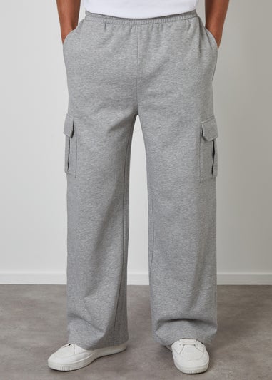 Threadbare Light Grey Wide Leg Cargo Joggers