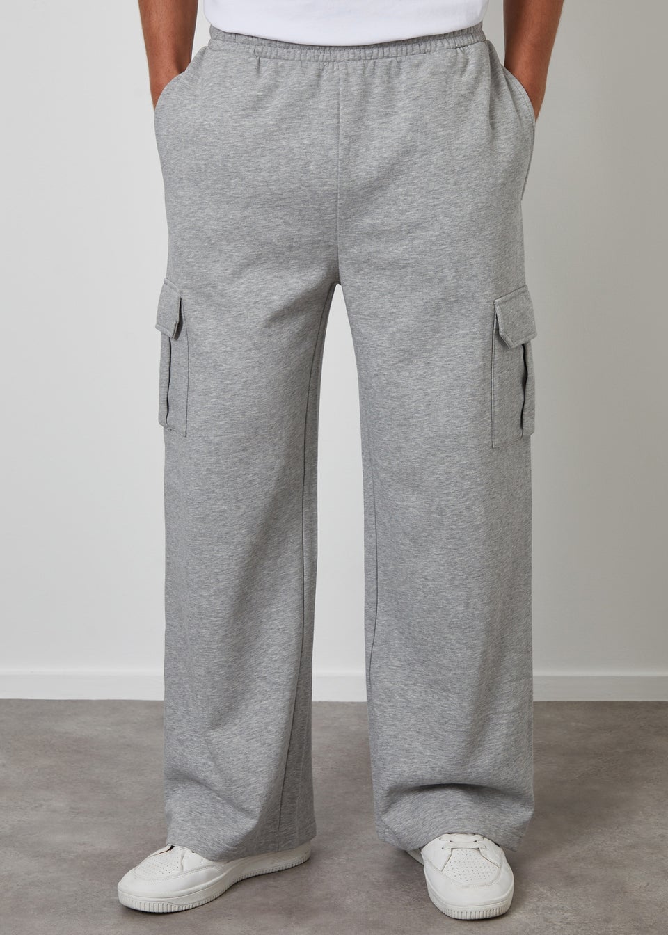 Threadbare Light Grey Wide Leg Cargo Joggers