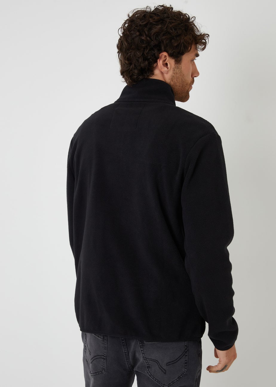 Threadbare Black Microfleece Quarter Zip Sweatshirt