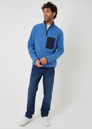 Threadbare Cobalt Microfleece Quarter Zip Sweatshirt