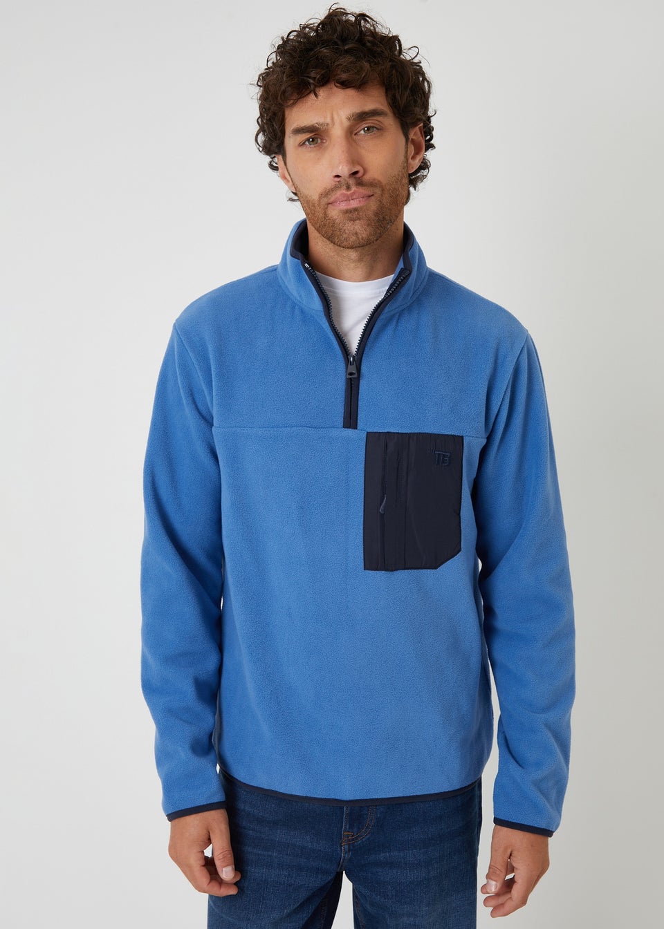 Threadbare Cobalt Microfleece Quarter Zip Sweatshirt