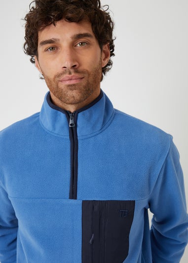 Threadbare Cobalt Microfleece Quarter Zip Sweatshirt