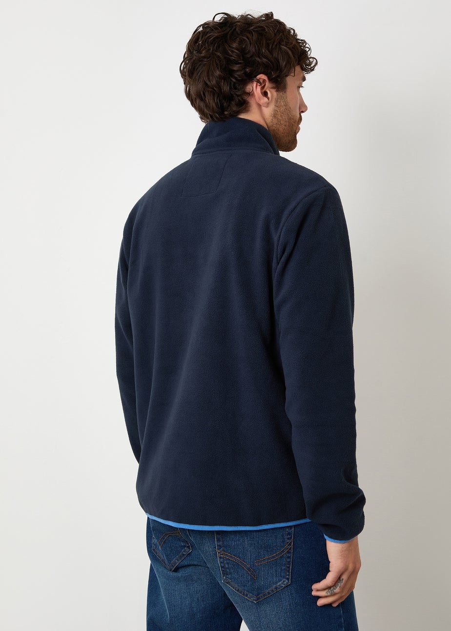 Threadbare Navy Microfleece Quarter Zip Sweatshirt