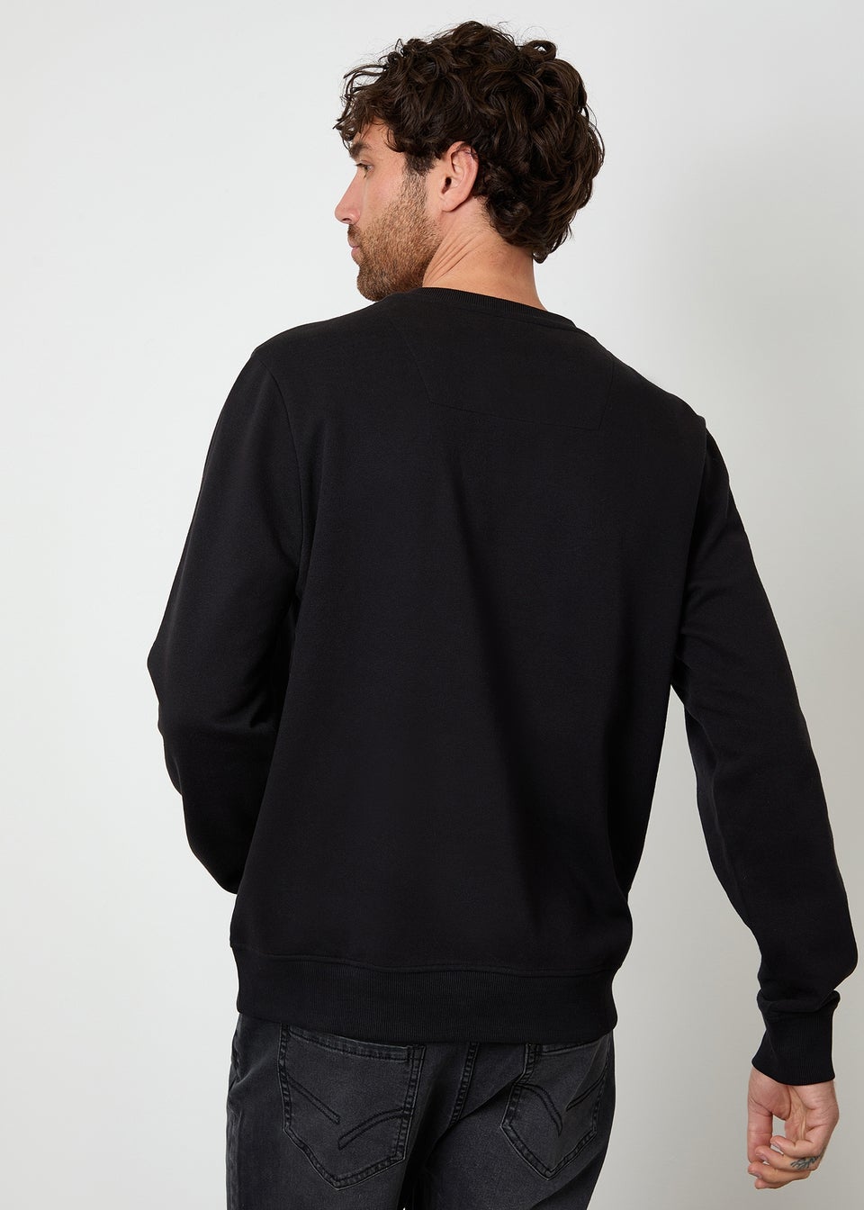 Threadbare Black Christmas Graphic Print Crew Neck Sweatshirt