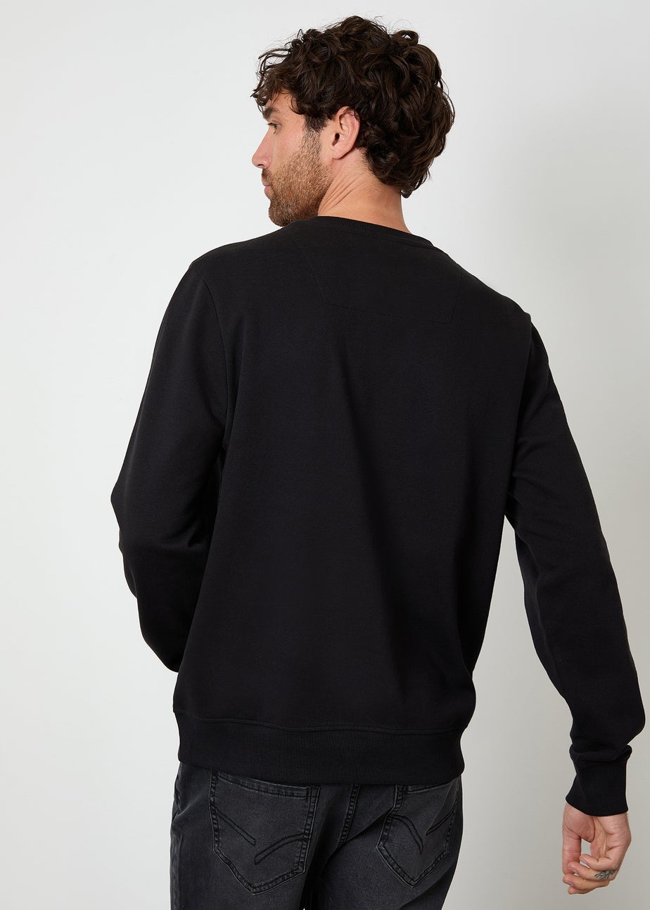 Threadbare Black Christmas Graphic Print Crew Neck Sweatshirt