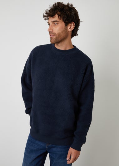 Threadbare Navy Crew Neck Borg Sweatshirt