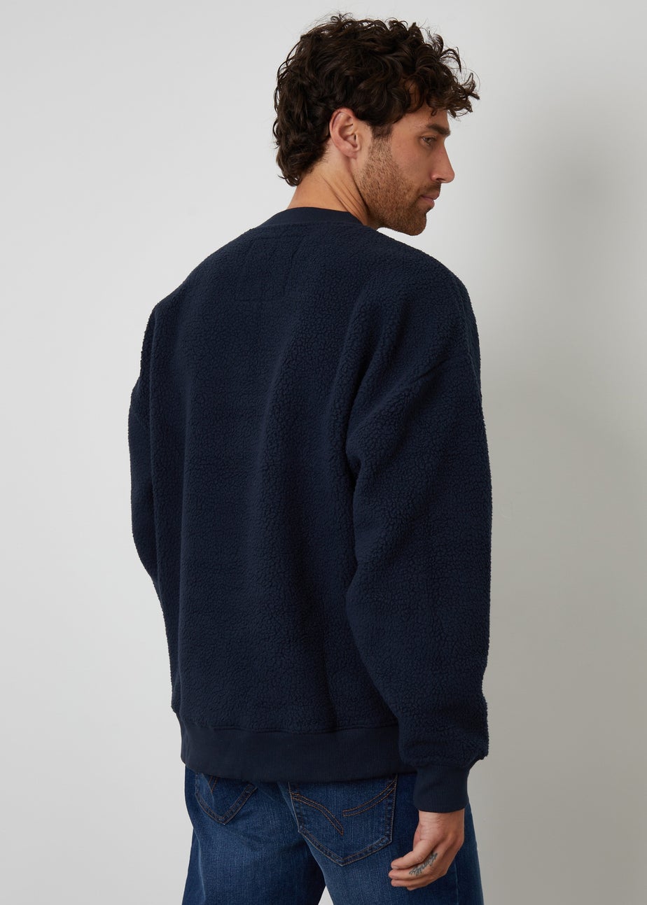 Threadbare Navy Crew Neck Borg Sweatshirt