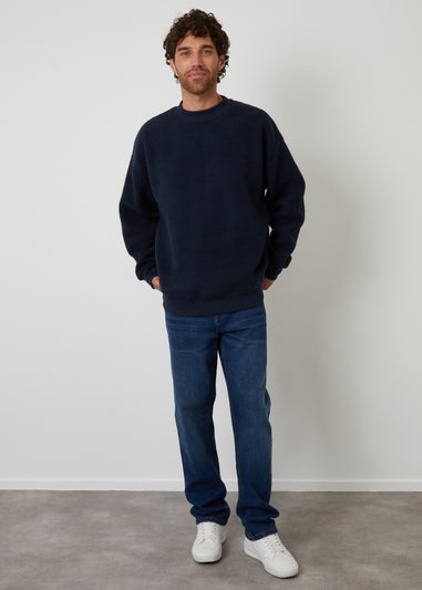 Threadbare Navy Crew Neck Borg Sweatshirt