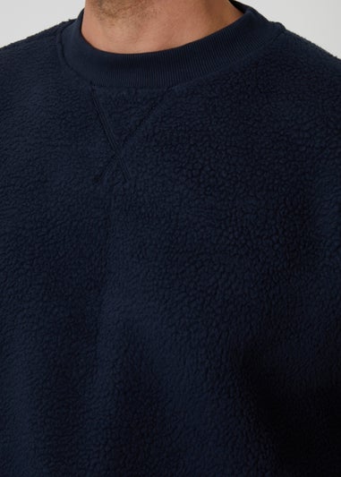 Threadbare Navy Crew Neck Borg Sweatshirt