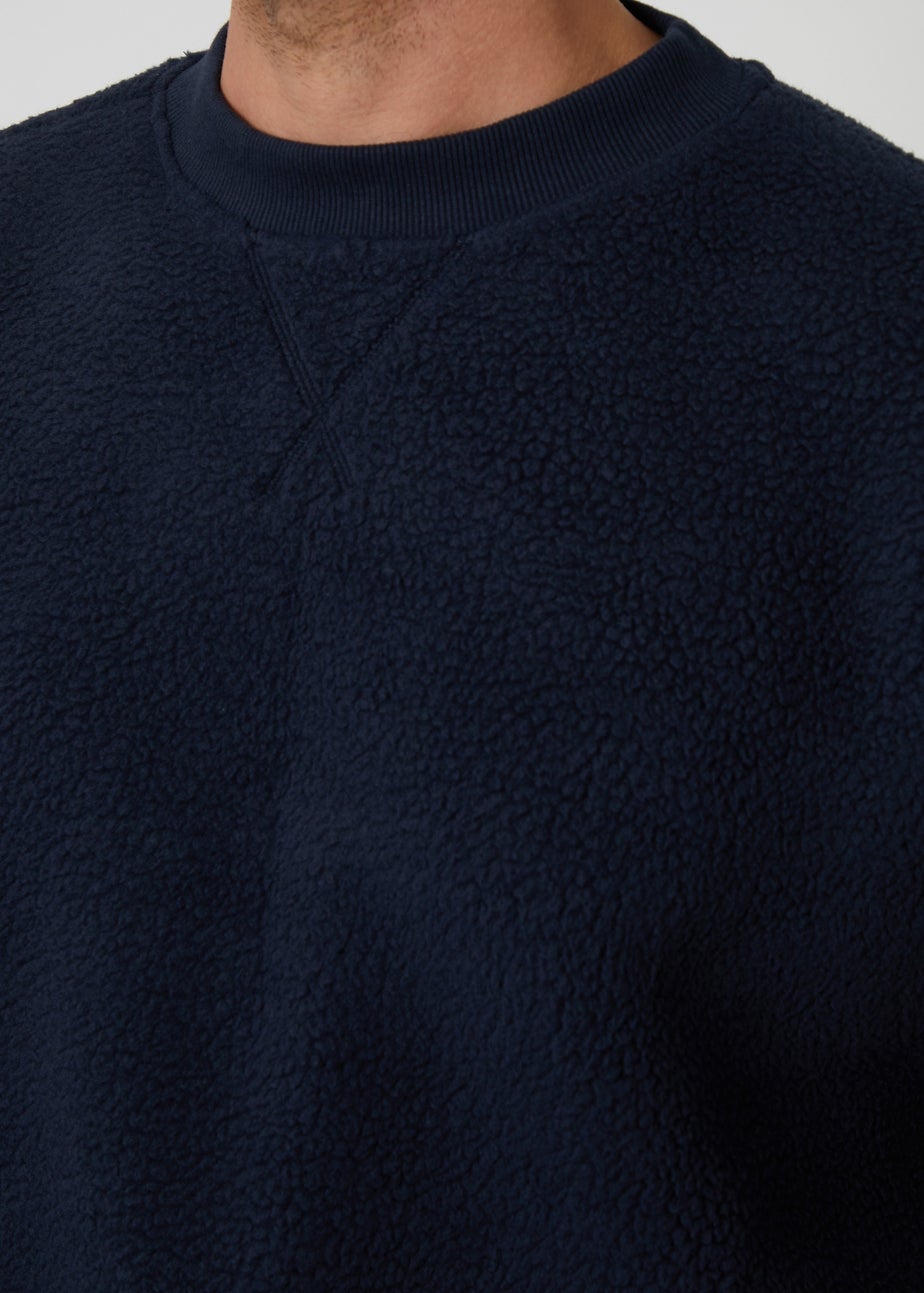 Threadbare Navy Crew Neck Borg Sweatshirt
