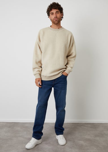 Threadbare Stone Crew Neck Borg Sweatshirt