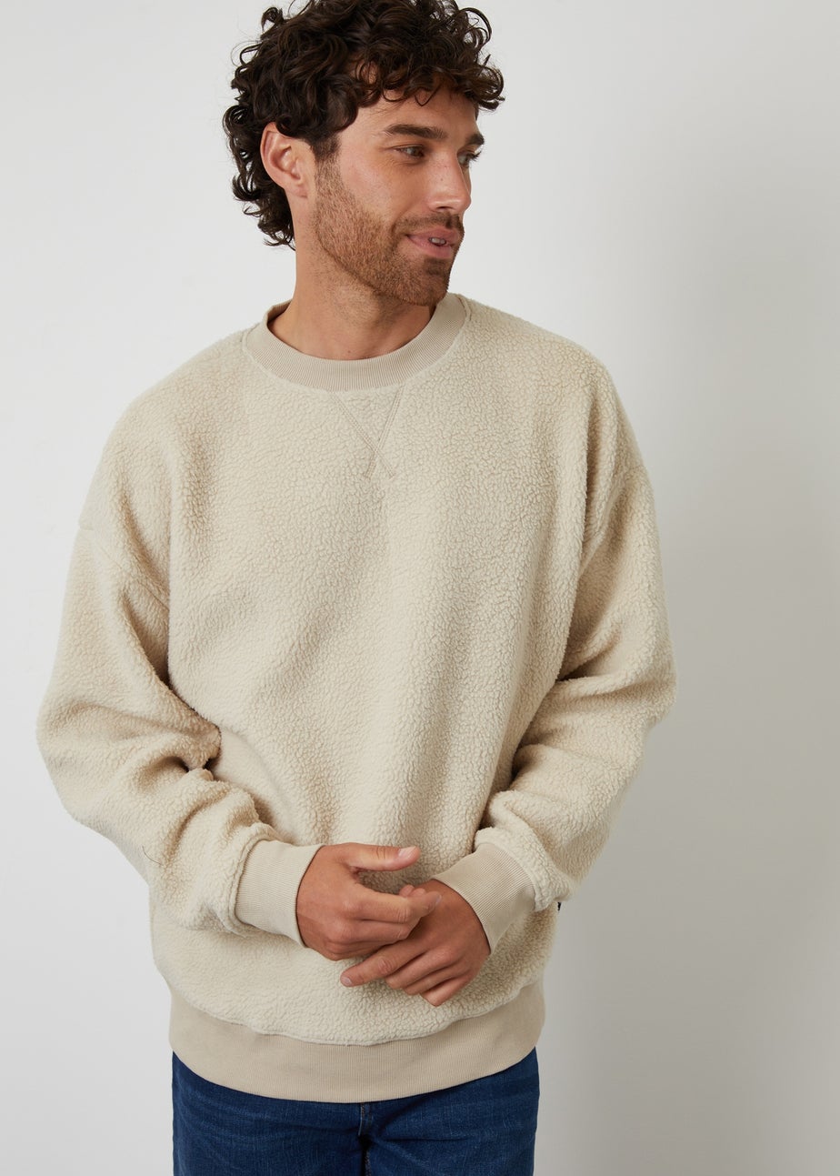 Threadbare Stone Crew Neck Borg Sweatshirt