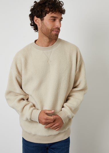 Threadbare Stone Crew Neck Borg Sweatshirt