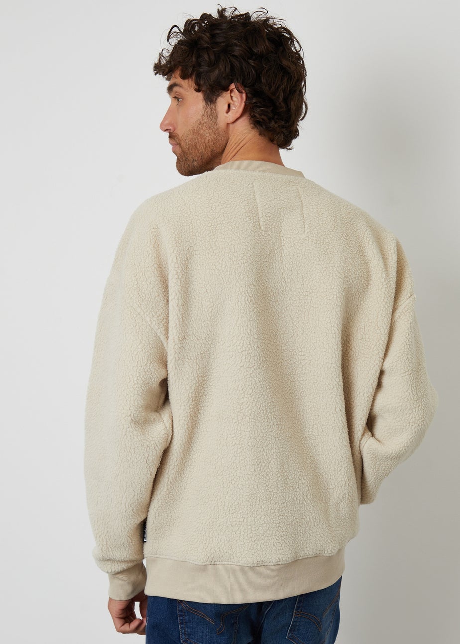 Threadbare Stone Crew Neck Borg Sweatshirt