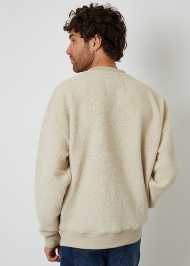 Threadbare Stone Crew Neck Borg Sweatshirt