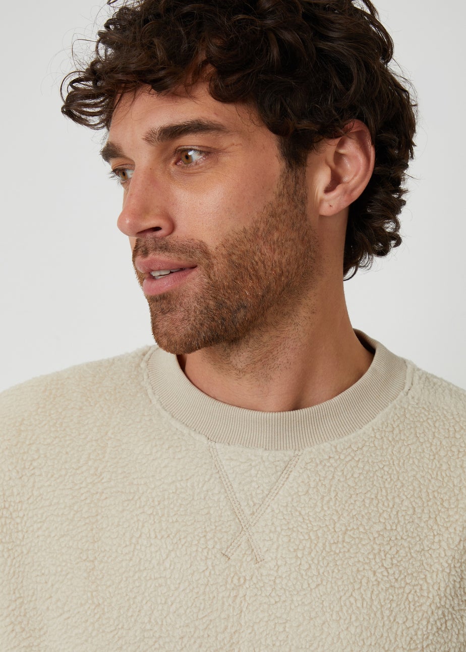 Threadbare Stone Crew Neck Borg Sweatshirt