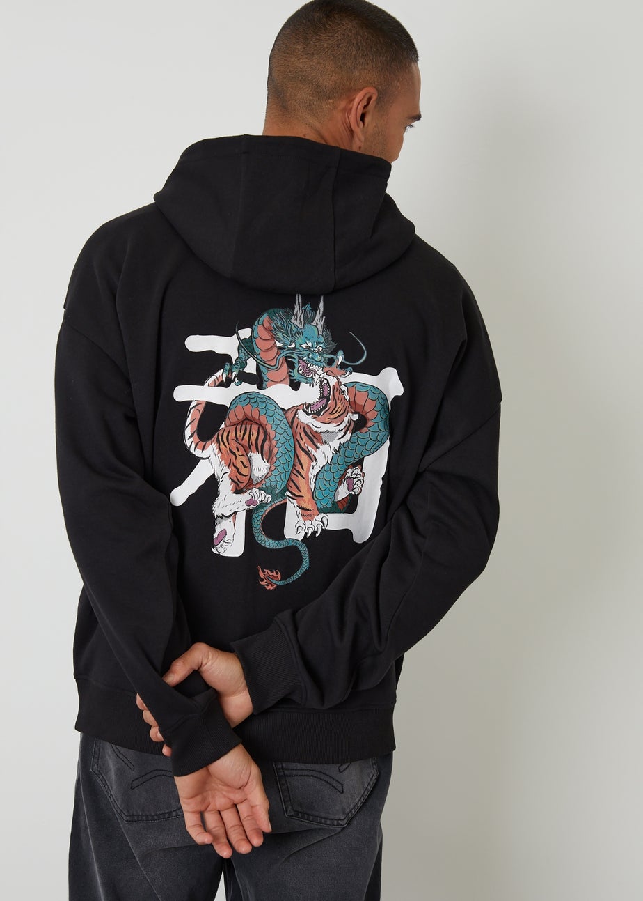 Threadbare Black Graphic Print Hoodie