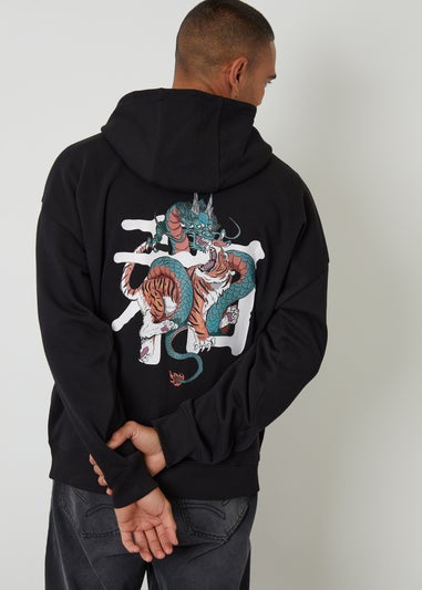 Threadbare Black Graphic Print Hoodie