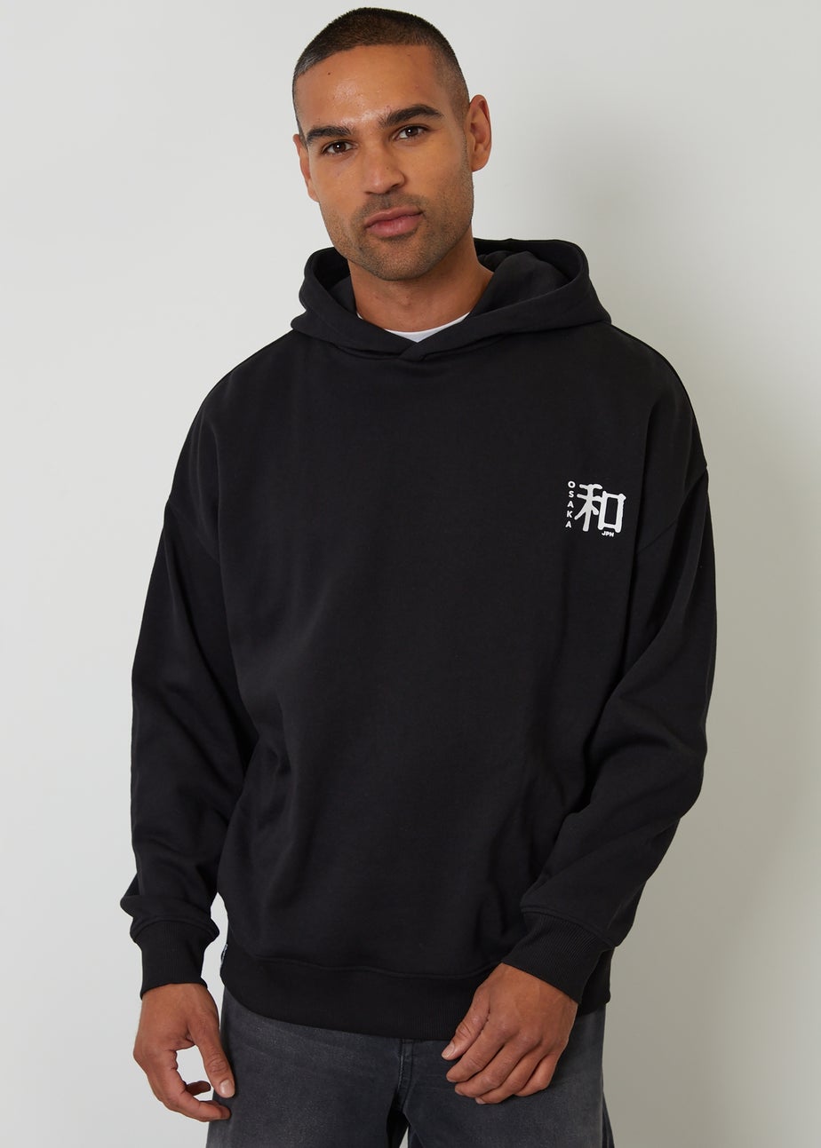 Threadbare Black Graphic Print Hoodie