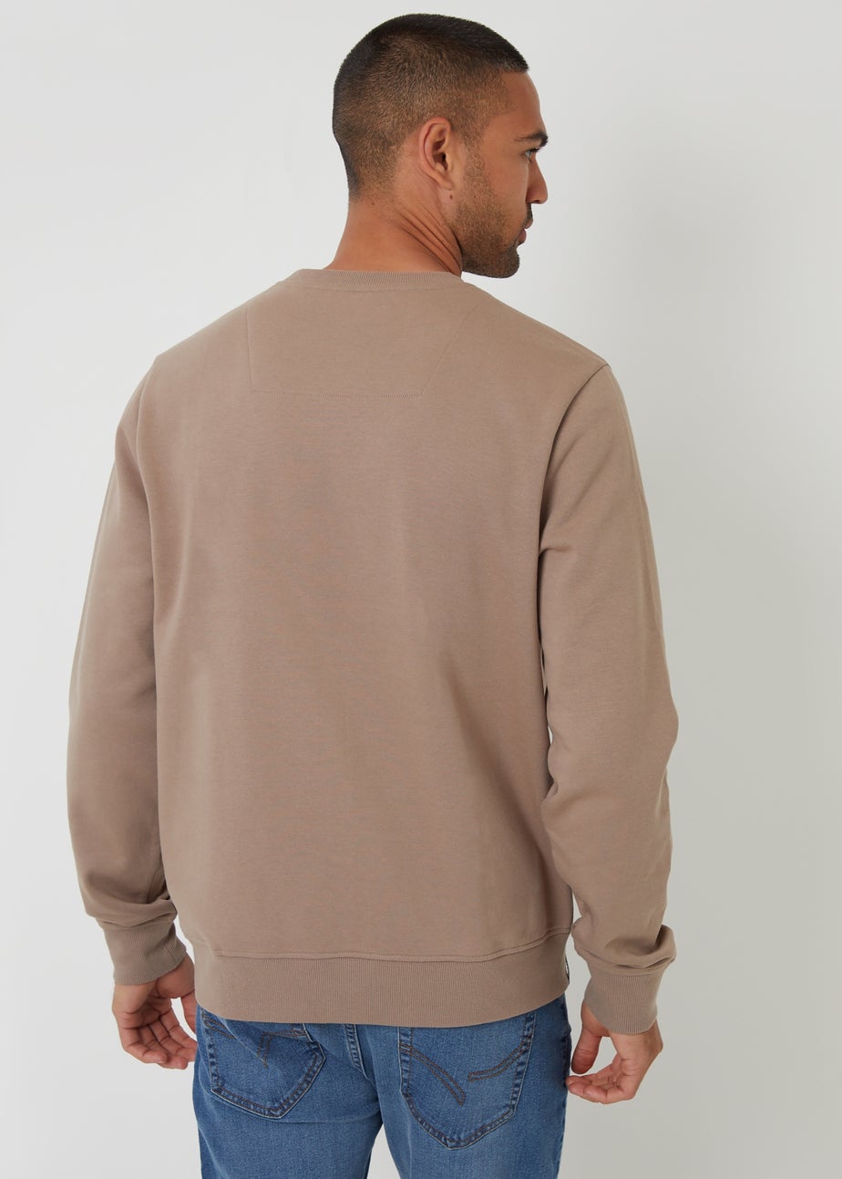 Threadbare Taupe Cotton Blend Crew Neck Sweatshirt