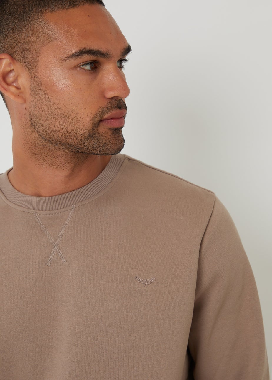 Threadbare Taupe Cotton Blend Crew Neck Sweatshirt