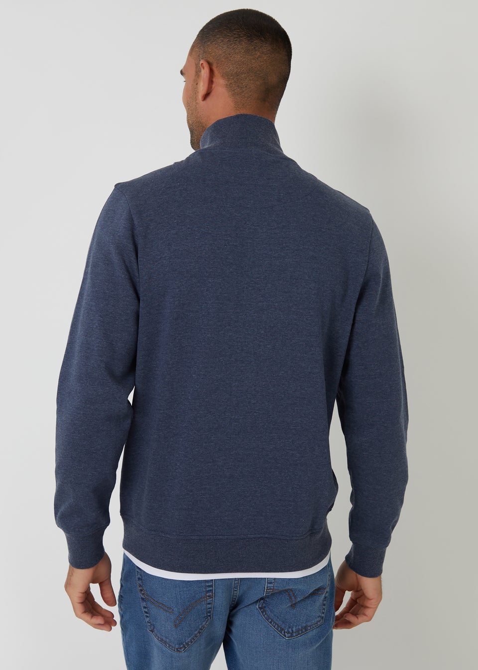 Threadbare Blue Mock T-Shirt Quarter Zip Sweatshirt