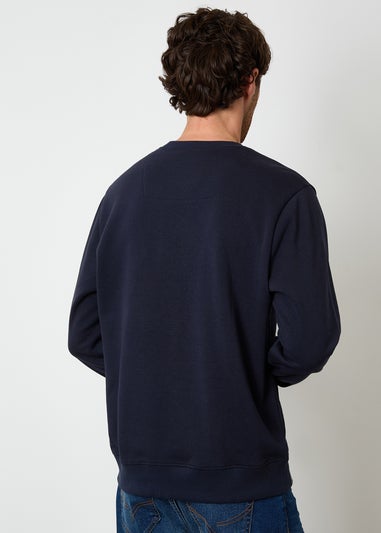 Threadbare Navy Christmas Graphic Print Crew Neck Sweatshirt